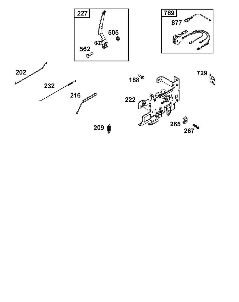 Controls Group Diagram and Parts List for 31Q507-0014-H5 200000 - 399999 Briggs and Stratton Engine